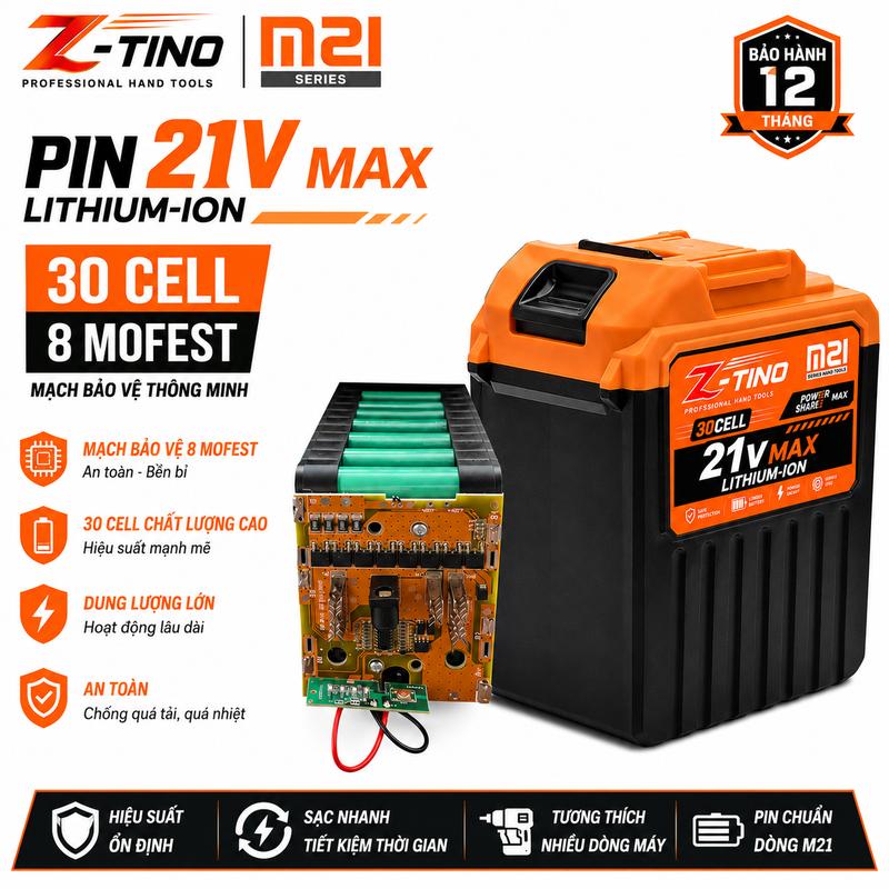 Pin 30Cell Z-TINO Mạch 8 Mosfet , Dung Lượng Cao, Chân Pin Phổ Thông, Có