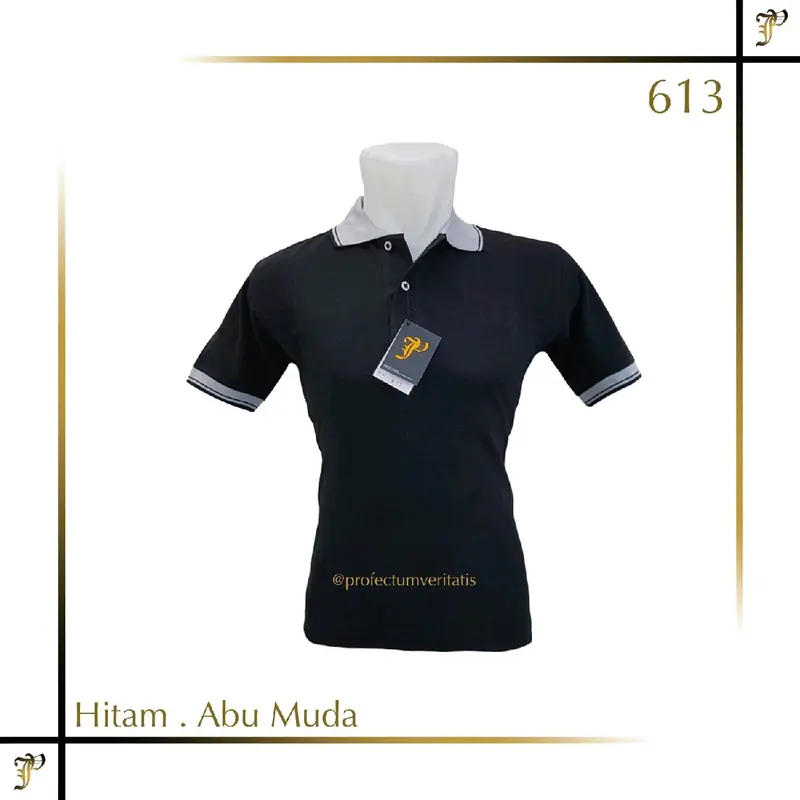 Profectum - Kaos Polo Unisex Lakos Katun Pique Premium Lengan Pendek Kombinasi (Putih /Abu Misti /Abu Silver /Hitam) 4