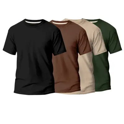 Kit 4 Camisetas Masculinas 100% Algodão Premium Básica Lisa Confortável Gola Redonda