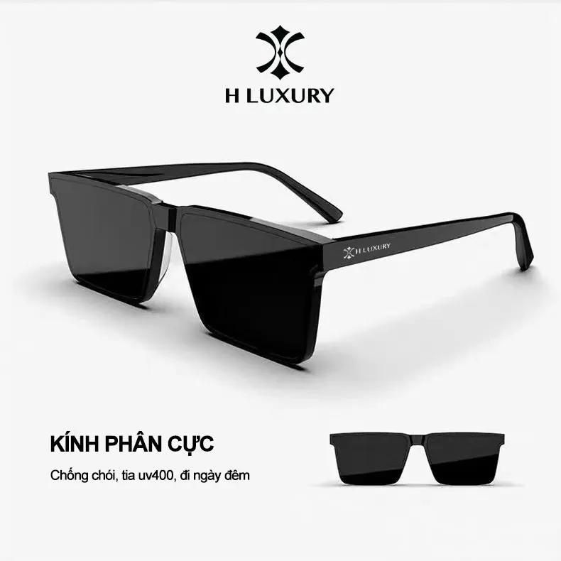 Hluxury Kính râm nam nữ H Luxury Eyewear Form chữ nhật V2 cho Nam Nữ - Mắt Kính Râm Nam Nữ Form Dạng Mới
