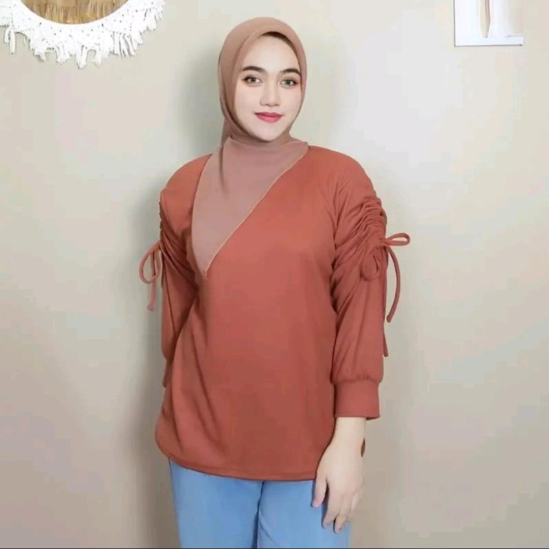 BLOUSE WANITA knit serut silvya lembut knitwear Cantik 3