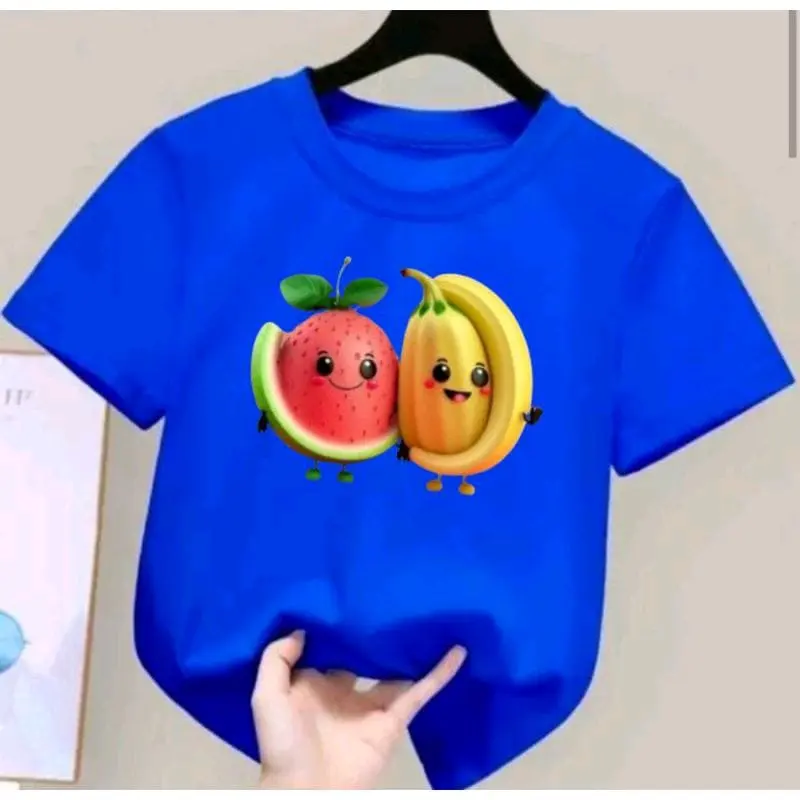 baju kaos anak anak unisex motif semangka dan pisang usia 2th sampai 10th 3