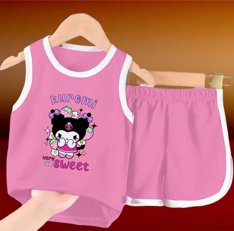 Luwi Kids Setelan Singlet Anak Motif Kuromi Sweet Celana Fashion 0