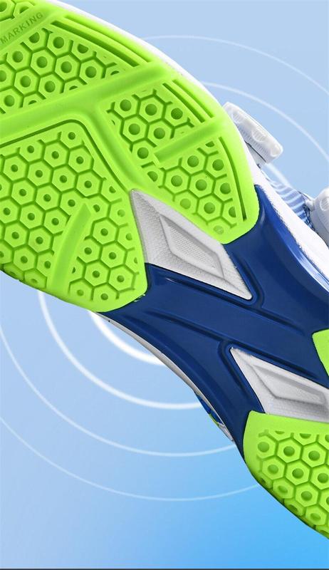 Product Introduction of 36-46 Professional Badminton Shoes for Men Double Rotating Buckle Tennis Shoes Wear-resistant Non-slip Table Tennis Shoes Couple's Training and Competition Sneakers Plus Size 13