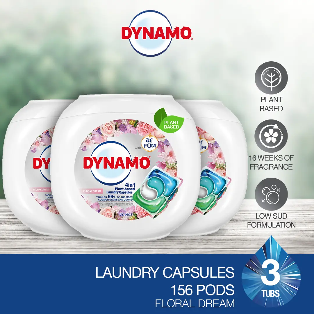 DYNAMO x ar FÜM 4in1 Plant Based Laundry Capsules 52 Pods x 3 Tubs