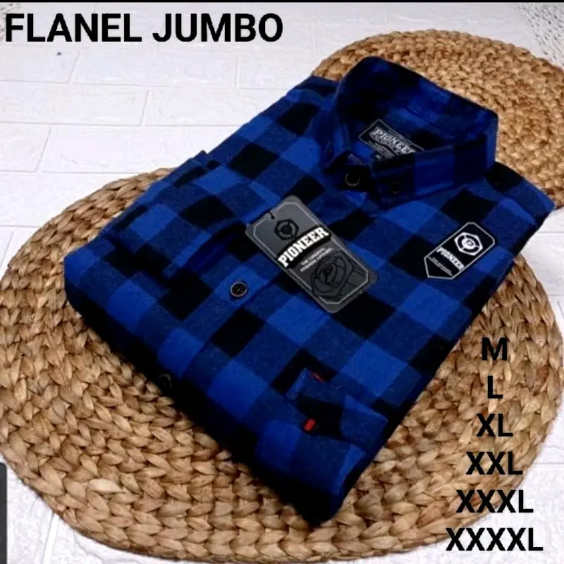 KEMEJA FLANEL MOTIF KOTAK CATUR BIRU M-4XL LENGAN PAJANG PRIA WANITA TERLARIS LUMBUT HALUS Casual Kain Lembut Distro 7