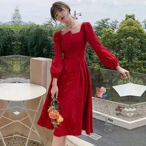 DRESS NATAL MARRON BLINK BLINK IMPORT WANITA