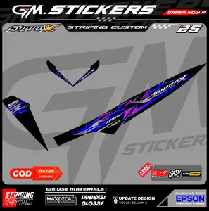 STRIPING STIKER VARIASI HONDA SUPRA X 125 KARBU 2008-2012 MOTIF API FLAME KPH K34