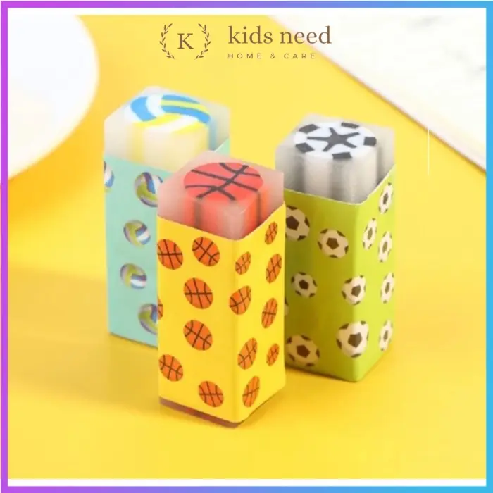 Penghapus Pensil Karet wangi / Eraser Hapusan Pensil Motif Dino Bola dan Buah 1 Pcs Penghapus Eco PVC / Eraser Unik Lucu 6