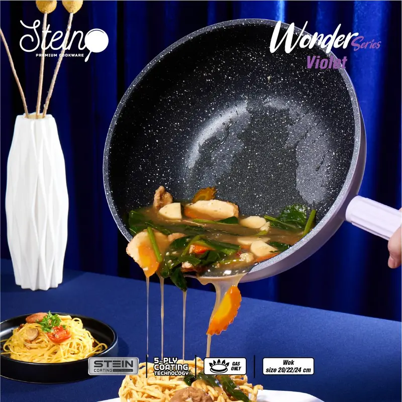 [STEIN X KOKO PANCI] STEIN Wonder Series Wok Pan Green Satin - Wajan Penggorengan 24cm (Stein 5 Layers Coating) 2
