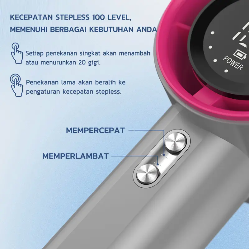 PRINCE  GFS001 High-speed Portable Handheld Fan 4000MAH Mini kipas Strong Wind 100 Gear Wind Speed kipas angin Digital Display Adjustable Turbo kipas tangan . 4