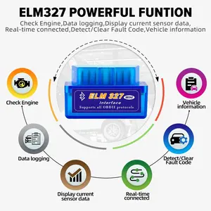 ELM327 Mini OBD OBD2 V2.1 Bluetooth Wireless Car Scanner Alat Scan Mobil Scanner Injeksi Mobil Scanner Reader Android Torque