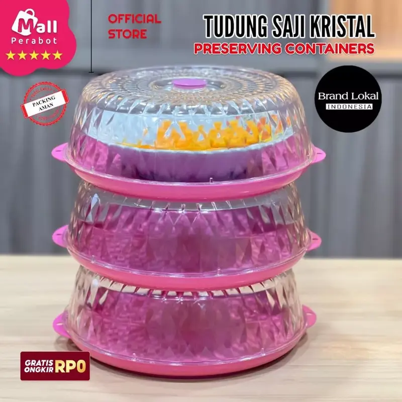 [INSTAN] Tudung Saji Kristal 4 Susun Anti Pecah | Tempat Penyimpanan Makanan | Food Storage 4