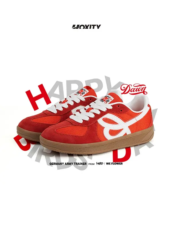 Hoxity - red Sepatu Sneakers Wanita Korean Style Original Casual Shoes Fashion Kulit Premium - 344 1