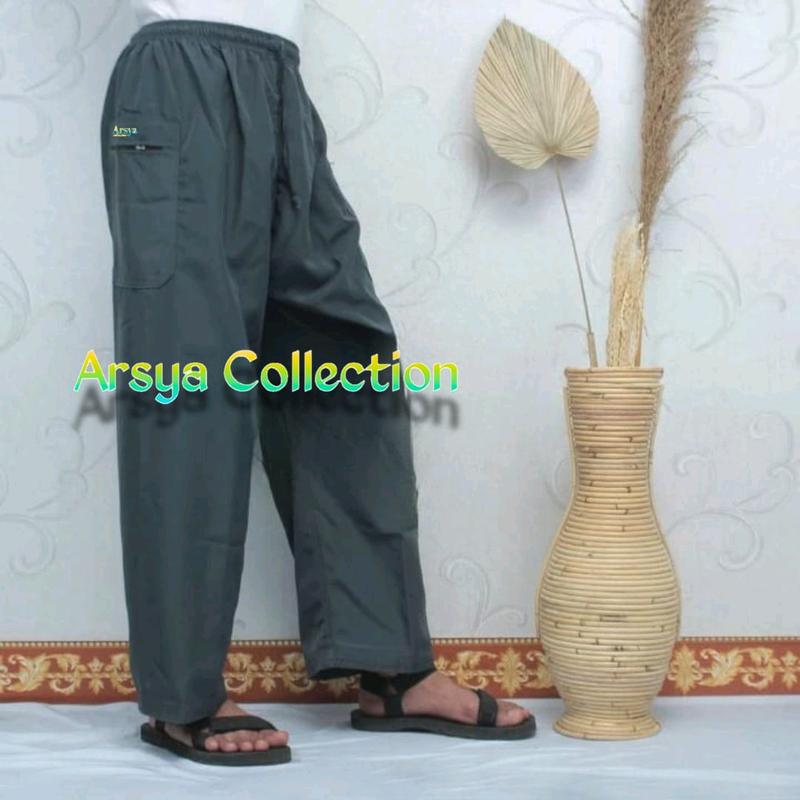 Celana Sirwal Pangsi Muslim Pria Dewasa Hitam Panjang - Arsya Collection sepinggang longgar Komprang 4
