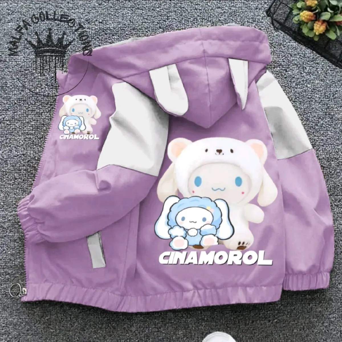 jaket anak waterproof premium berkualitas cocok buat anak prempuan model terbaru bergambar Cinamorol