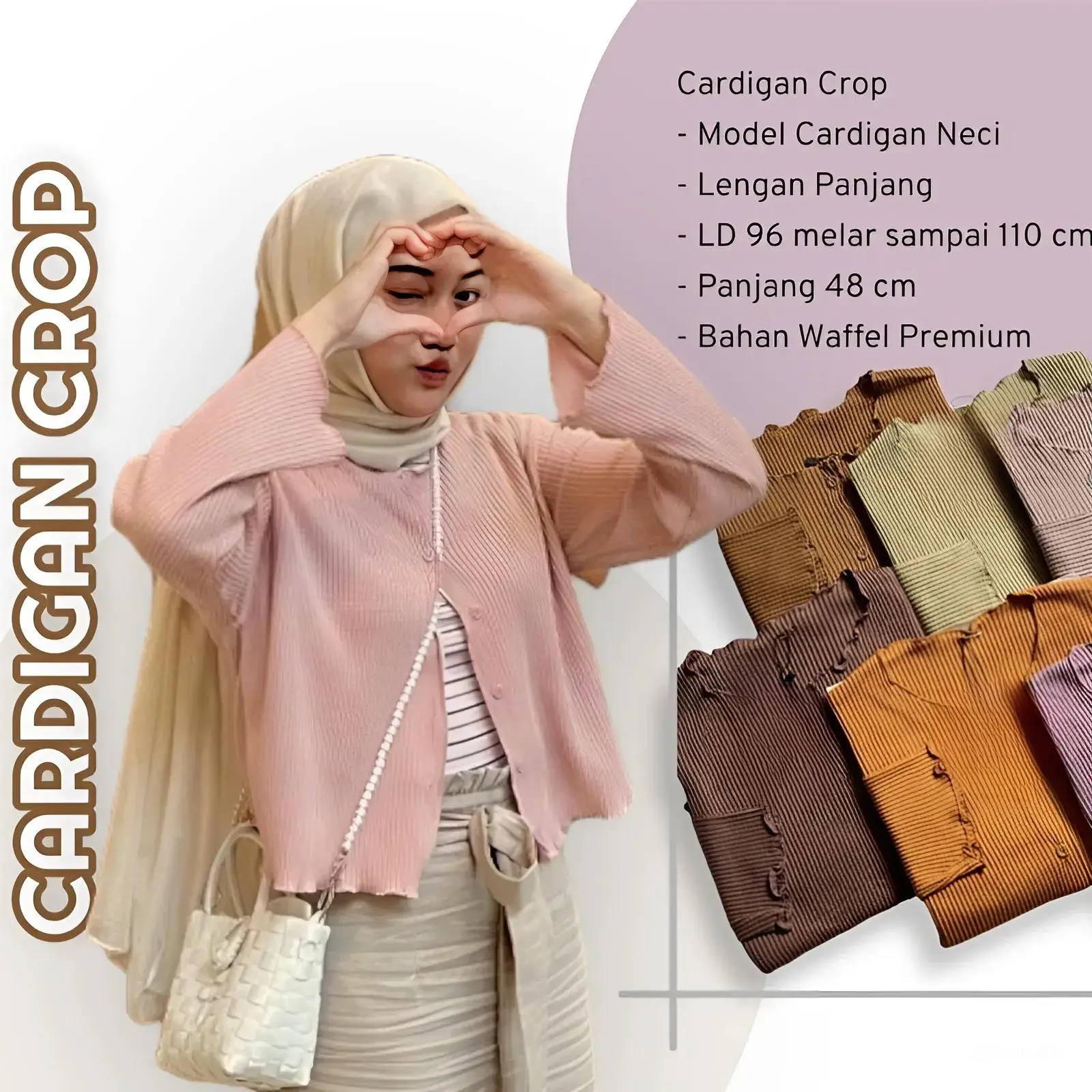 Cardigan Crop Korean Waffle / Cardigan Atasan Wanita Knitwear Baju Top Panjang Cewek crop  top Outer Dewasa Outer Dewasa Oversize Remaja Kardigan