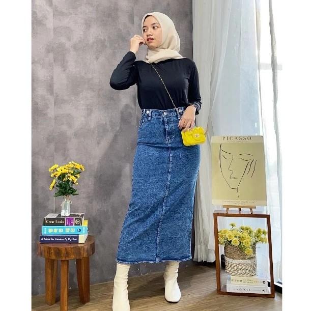 Product Introduction of Rok Jeans Skirt Theana//Rok Span Panjang Wanita Nyaman Standar Denim 2