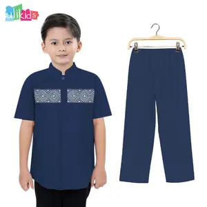 Ulikids Baju Kemeja Koko Muslim Pria Anak Laki-Laki Koko Pendek  Kombinasi Bordir Batik Bahan Katun Toyobo Lembut Terlaris Dan Terbaru Lebaran 2024
