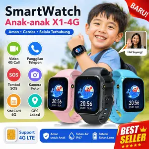 Barang Resmi Asli Smartwatch Anak X1 dilengkapi dengan pelacakan GPS dapat digunakan untuk memotret dan panggilan video mendukung 4G dan kartu SIM