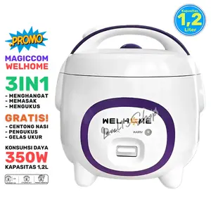 Mejikom 3IN1 Welhome WRC-1211 | Penanak Nasi 1.2L Antik Lengket | Magic Com WRC 1211 1,2 L Multifungsi