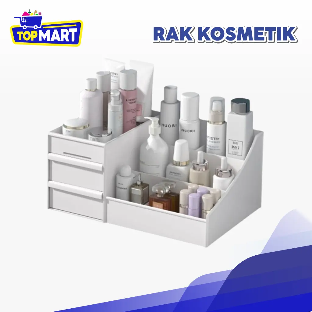 TOPMART - Rak Kosmetik dengan Laci Organizer Makeup Skincare Serbaguna Putih
