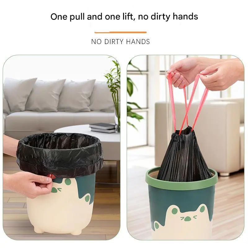 SG Stock Drawstring Garbage Trash Bags 5 Rolls (75pcs) Thick Durable Kitchen Bags Fast Delivery