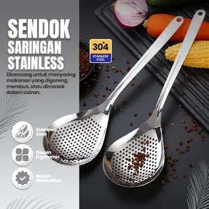 Sendok Saringan Baja Tahan Karat 304 Menebal,Dapurrumah Tangga Mesh Fast Drain Cookware Alat