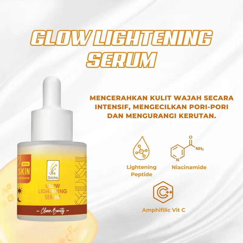 GLOW LIGHTENING SERUM ( Hidrasi Kulit Kering -  Normal ) Aging Extract Mencerahkan Wajah Pencerah Hitam Niacinamide Perawatan Vitamin 0