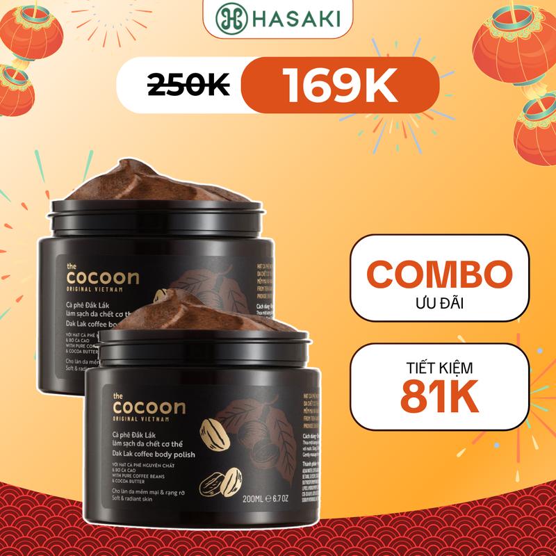  Combo Tẩy Tế Bào Chết Dưỡng Body Cocoon Cà Phê Đắk Lắk 2x200ml | HASAKI BEAUTY 