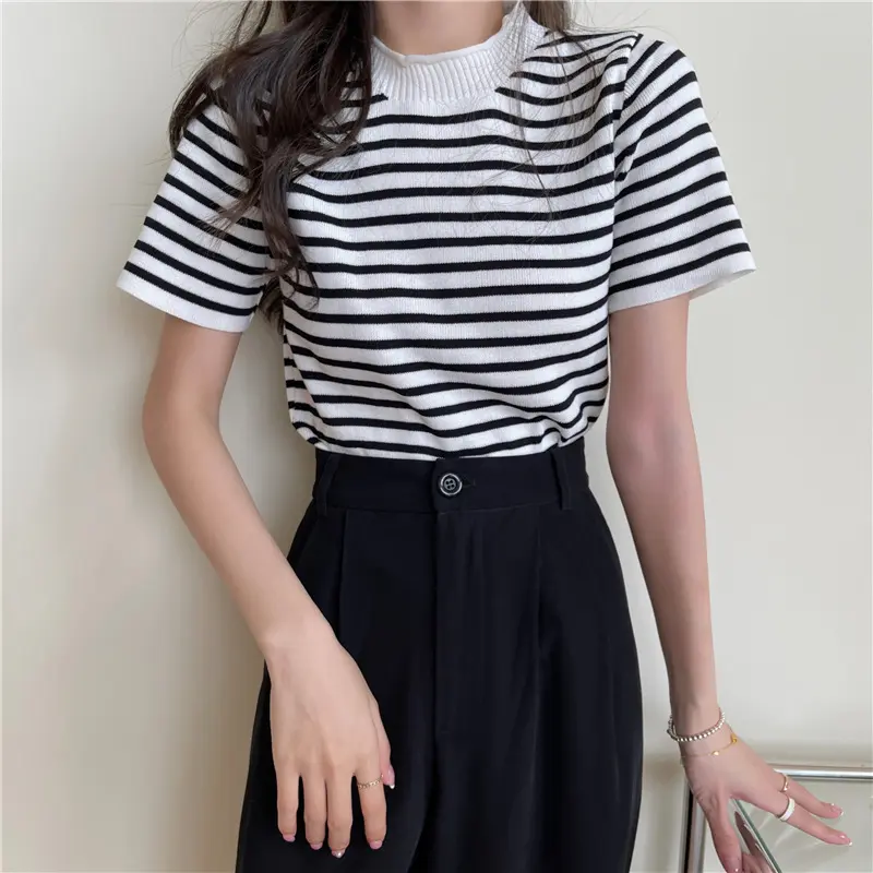 AJW [TM] Inner Rajut Turtleneck Lengan Panjang Model Terbaru | Dalaman Hijab | Atasan Wanita Rajut | Baju Stripe Fit Tangan Panjang | Top High Knitwear 7