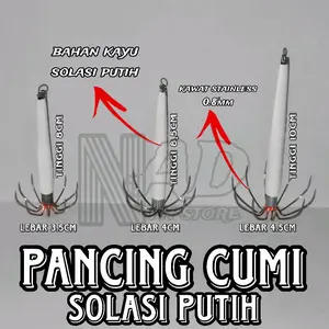 Kail Cumi Ranjau Cumi Lilit Solasi Putih Bahan Kayu Stainless Steel Tahan Lama & Kualitas Terbaik untuk Pemancing