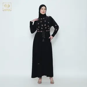 Abaya Assafa E1076 Black, Brick & Cream