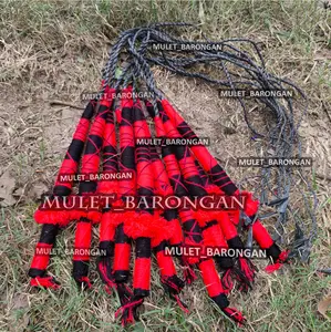 Pecut Kepang Merah Hitam Kuda Lumping Gagang Rajut