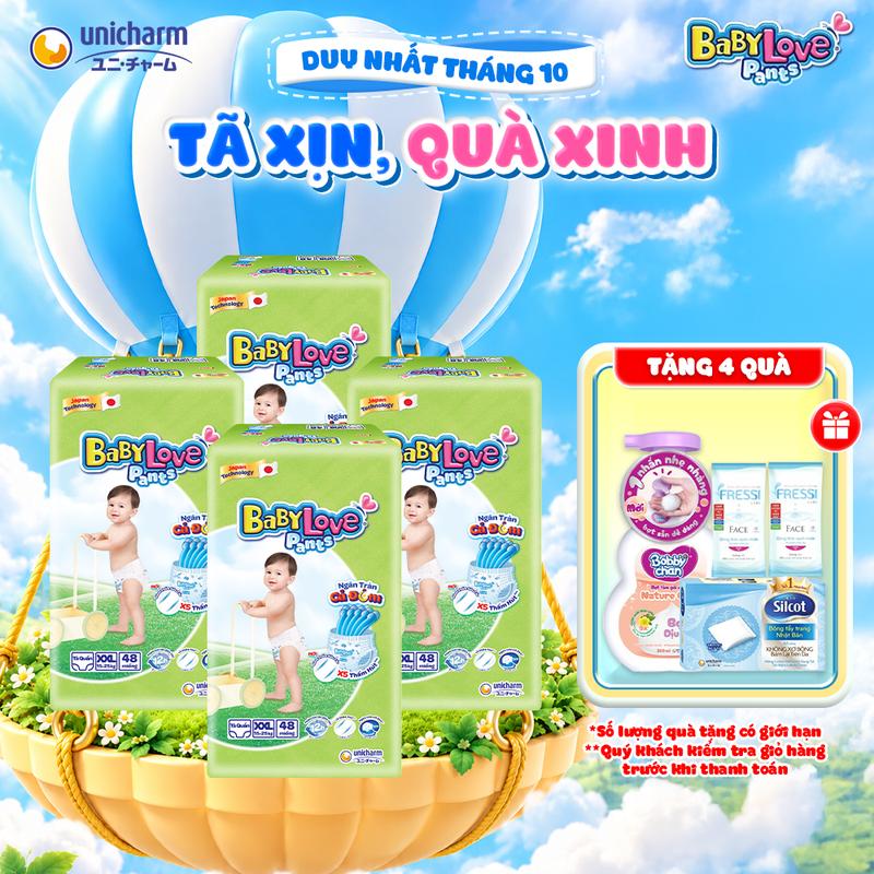 COMBO 4 Tã Quần Baby Love Ngăn Tràn Cả Đêm – Size M48 / L48 / XL48 / XXL48 / XXXL35 / 4XL34 / 5XL33