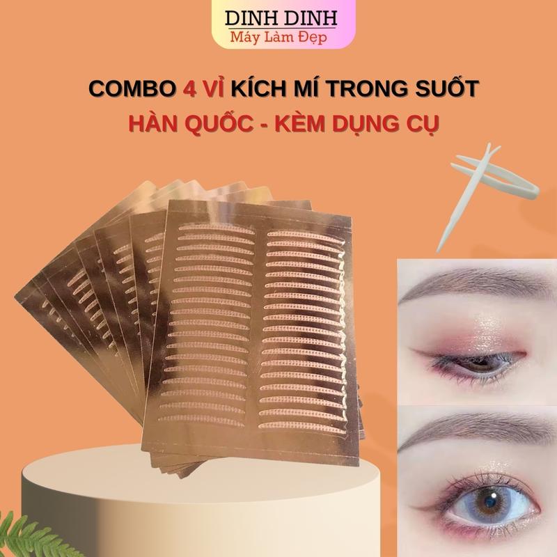 Kích mí Hàn Quốc (SET 4 Vỉ), dán mí trong suốt tàng hình sẵn keo siêu dính cao cấp, miếng dán kích mí makeup