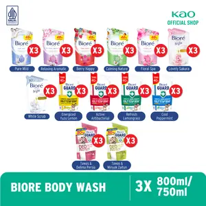 Biore 800ml Pouch Refill Triplepack - Sabun Mandi Cair