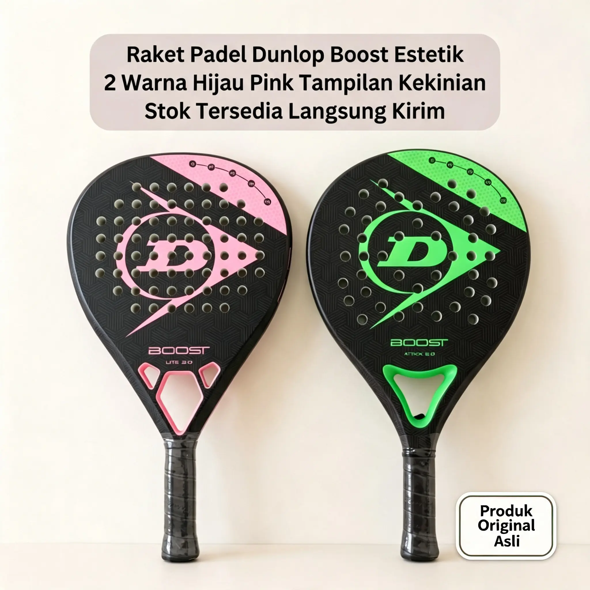 Dunlop Boost Raket Padel Carbon Force 2 Warna Pink Hijau Original Lengkap Tas Anti Slip Cocok Pemula Pria Wanita Ready Stock