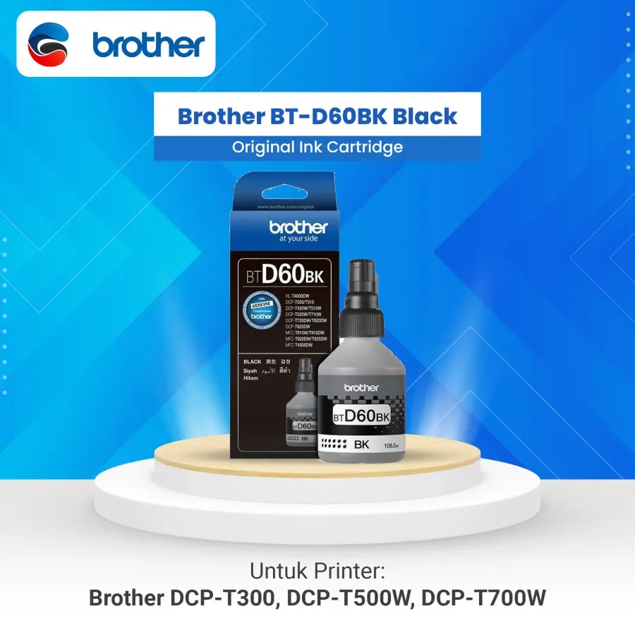 BROTHER Tinta D60BK D60 BK BTD60BK D 60BK Black Ink Refill Original