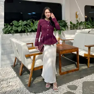 Vana Blouse - Atasan Peplum Fit Body Knit - Blouse Lengan Panjang Wanita