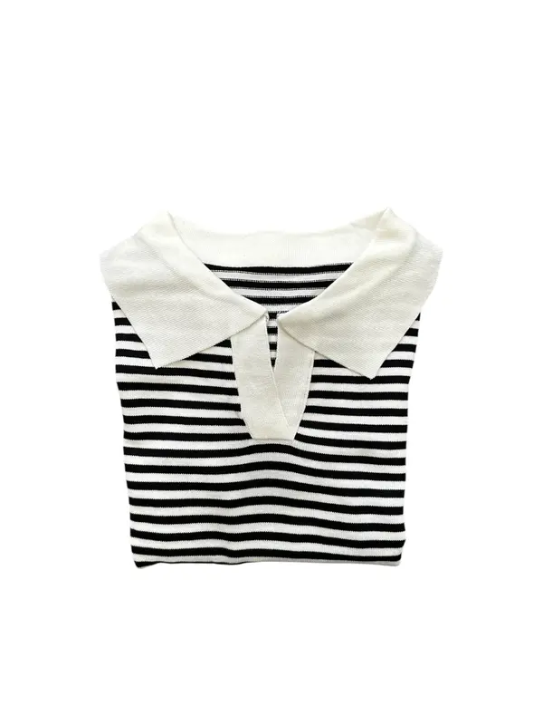 Atasan Wanita Garis-garis Collar /T-shirt Wanita /Mories Fashion 6