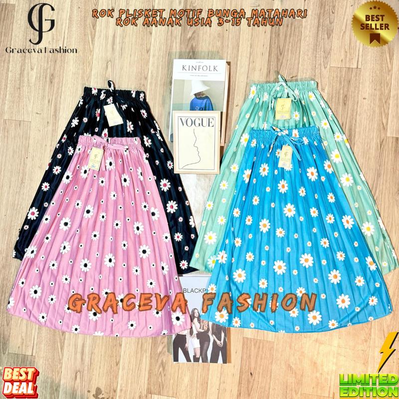Rok Plisket Anak Motif Bunga - Skirt Pleats Kids Rok Anak Plisket Premium 3