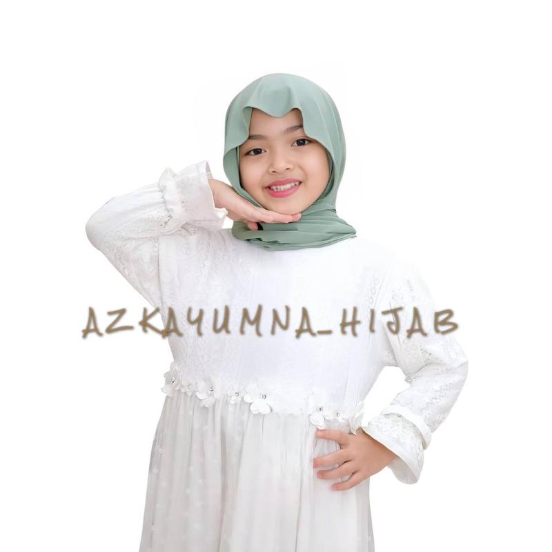 Pashmina Instan Oval Kaos Rayon Anak - Ukuran 150cm x 60cm - Nyaman dan Adem - Kerudung, Cantik, Muslim Jilbab 1