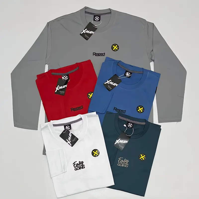 Paket 3 Pcs Kaos Lengan Panjang Pria dan Wanita Mix Warna dan Motif//Kaos Harian//kaos Distro//Kaos Unisex//Kaos Kekinian Terlaris 1