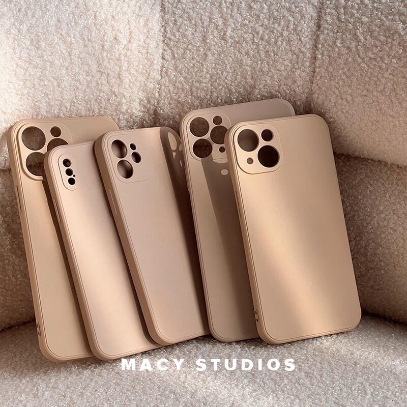 Product Introduction of Ins Milk Brown Matte Solid Liquid Silicone Case For 14 Pro 13 12 11 X XS Max XR Slim Touch Feeling Protective Cover iPhone 7 8 Plus SE 2020 Accessories Protection Handheld Cellphone Casing Smartphone 0
