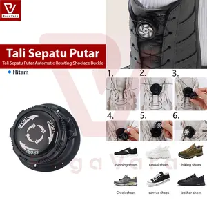 Tali Sepatu Putar Automatic Rotating Shoelace Buckle Black - Hemat Waktu dan Nyaman
