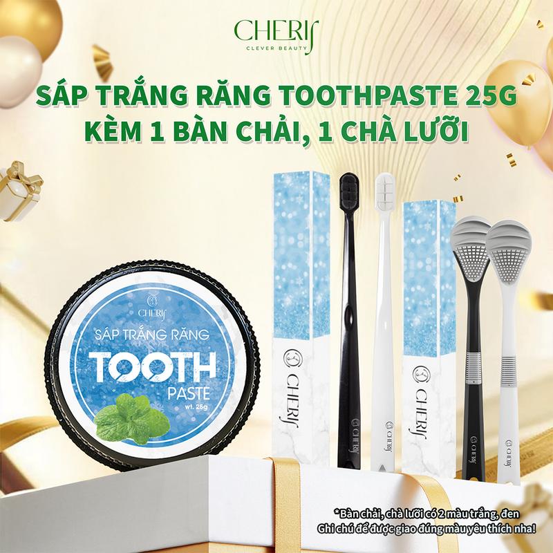   CD03  KEM TRẮNG RĂNG DẠNG SÁP THẢO DƯỢC TOOTH PASTE 25gr-Kèm bàn chãi lông tơ Kèm Chà lưỡi 