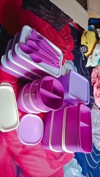 Product Review of Paket Kotak Makan Lunch box 18 In 1 Biru Garpu tempat bekal rantang piknik from A**a 0