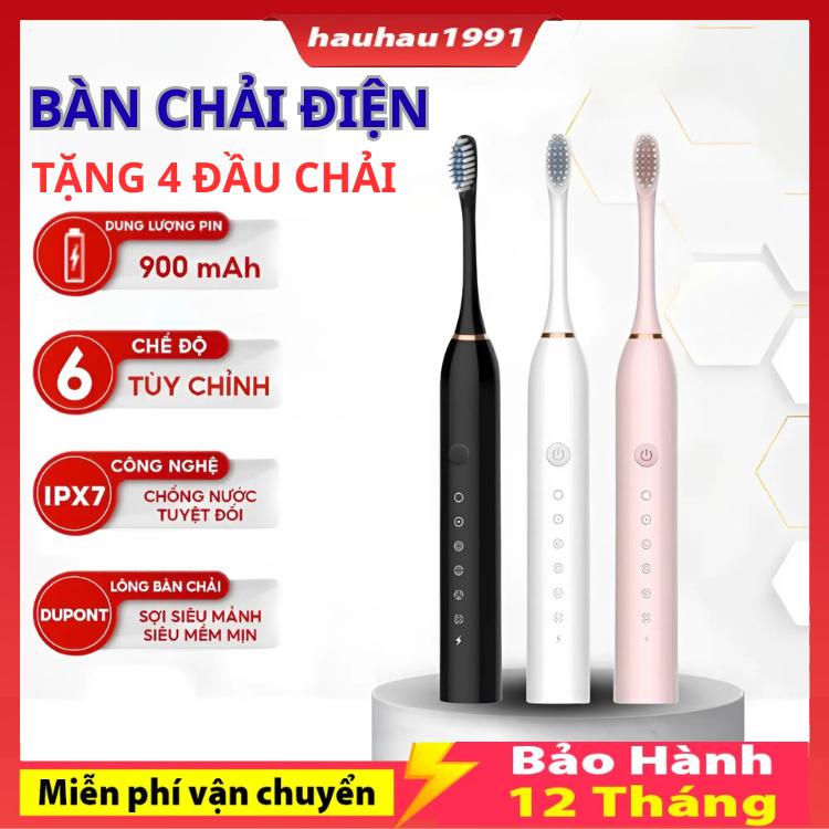 Bàn Chải Đánh Răng Điện Sonic X3 Pro Thông Minh 6 Chế Độ Sóng Âm Tặng Kèm 4 Đầu…