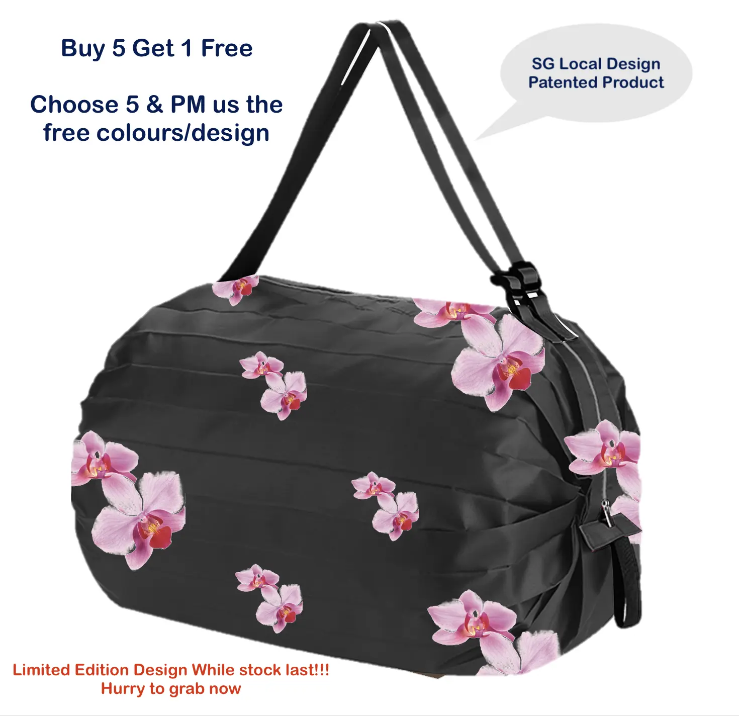 TFS Magic Foldable Shopping Bag Patented Product (2 Version - Side Shoulder & Backpack Version)